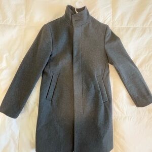 Club Monaco Gray Trench Coat with Stand-Up Collar and Slim Fit
